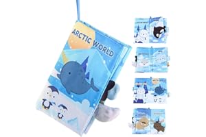 PBAHAUP Livres tissu doux pour bébés, livre d'activités double face du pôle Nord, livre sensoriel pour bébé, activation et développement jouets, cadeaux d'anniversaire pour nouveau-nés et tout-petits
