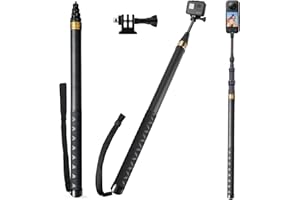 WISETEN 3 M/300 cm Invisibile Selfie Stick per Insta 360 X5 X4 X3, Fibra di Carbonio Selfie Stick Lungo Selfie Asta Monopiede con Adattatore per GoPro Hero 13 12 11 10 Black DJI Osmo Action 5 Pro, Oro