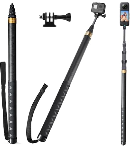 K&F CONCEPT Palo Selfie magnético de liberación rápida Compatible con Insta360 X5, Palo Selfie Insta 360, Barra Extensible de 89 cm, Palo Invisible con Bloqueo de Seguridad