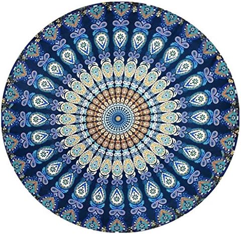 Cool Round 3D Boho Summer Swimming Sunbath Beach Towel / Cover Up Beach Wear Beach Cover Up blanket / Yoga-Mat / Tapestry / Picnic-Mat / Mandala Tapestry Bedspread (Blue)