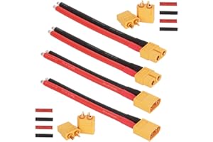 GTIWUNG 2 Paires XT60 Connecteur Femelle mâle avec Fil de Silicium de 100 mm 12AWG, 2 Paires XT60 Bullet Connectors Plugs avec Thermorétractable pour RC Lipo Batterie Jouet