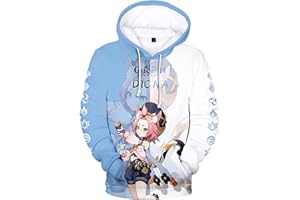 zhedu Game Genshin Impact Character Hoodie Chongyun/dicna/diluc/eula/fischl/jean/kaeya/Neutral Contrast Print Pullover Sweatshirt Fashion Streetwear Top(2xs-4xl)
