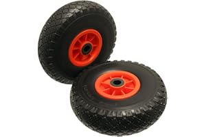 PRODUCTPRO Product Pro 2 x 10" Red Puncture Proof Wheels 3.00-4 (260x85) 20mm Axle Shaft