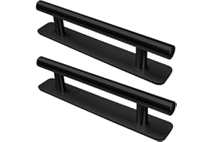 LYCXAMES Lot de 2 poignées de meuble autocollantes en acier inoxydable sans perçage pour armoires de cuisine, portes coulissantes, portes de balcon, fenêtres, 150 mm, noir