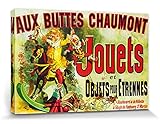 Listo para colgar 1art1® Vintage - Aux Buttes Chaumont, Jouets Et Objets Pour Étrennes, Jules Cheret, 1885 Cuadro, Lienzo Montado sobre Bastidor (30 x 20cm)
