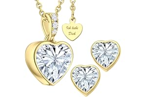 LOVENEST Schmuck Set Damen Silber 925/Rosegold/Gold ZIRKONIA | Herz Schmuckset 3tlg. zum Weihnachten Geburtstag Hochzeitstag | Kette und Ohrringe Set | hochwertiges Geschenk Frau Ehefrau Freundin