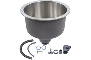 FTVOGUE Mini Round Kitchen Bar Sink Stainless Steel Basin with Drain Fitting for Small Kitchens 30cm Diameter