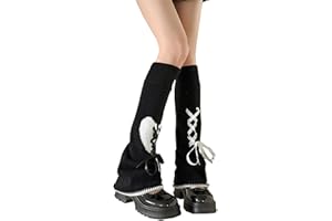 XEPST Ocieplacze na nogi Y2K Harajuku getry na nogi kawaii ocieplacze na nogi dla dziewcząt i kobiet, dzianinowe ocieplacze na nogi, gotyckie nakrycie na nogi, akcesoria Y2k w stylu lat 80