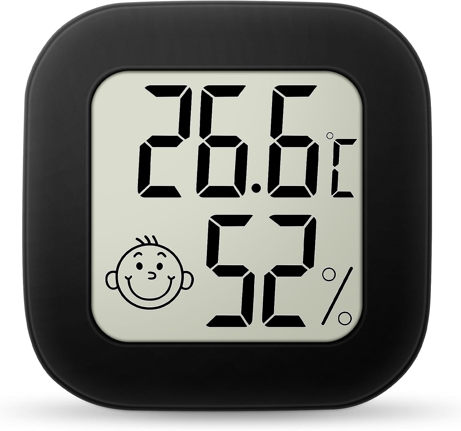 Ainiv Digital Hygrometer Indoor Thermometer, Mini Room Thermometer with LCD Display and Face Lcons, Humidity Gauge with Temperature Humidity Monitor for Bedroom, Baby Room, Warehouse, Cellar, Car