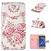 Produktbild CaseHome for Samsung Galaxy S7 Hülle,SchutzhülleLeder Mit Kartenfach Magnetverschluss Slim-Schutzhülle Folio Schalen Fall Mit Karten Geldscheinfach Für Samsung Galaxy S7-Rosa Rosen-Blumen