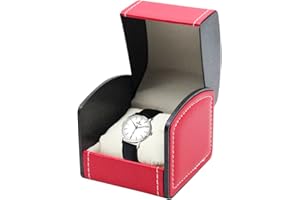DOZNOZRI Single Watch Box Leather for Men Women Watch Travel Case with Removable Cushion Watch Storage Box for Women Men Watch Cases for Most Watches, Birthday Day Watch Box (Red)