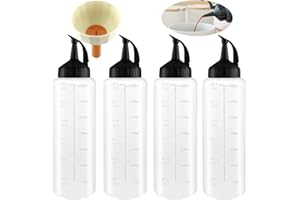 XUHN Bottiglia Squeeze Di Plastica 4 Pezzi 350 Ml Flacone Dosatore Con Tappi Trasparente Condimento Dispenser Per Squeeze Ketchup, Senape, Mayo, Salse, Con Imbuto
