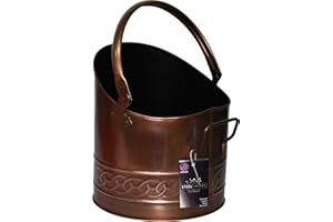 STERLING VENTURES Heavy Duty Mini Metal Fireplace Round Coal Scuttle Bucket Hod (Copper)