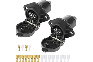 ETUKER 2x Presa 3 Poli Trattore 12v 24v Connettori 3 Poli Femmina per Agricole con Terminale Crimpare Manicotto