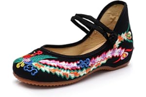 YUNPENG Chinese Traditional Embroidery Flats Shoes Women's Girl Mary Jane Ballet Yoga Shoes Rubber Sole
