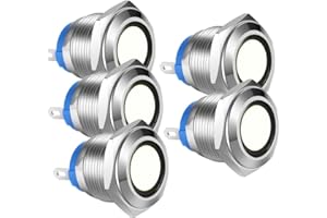Gebildet 5pcs 16mm AC/DC 12-24V Tipo de Soldadura Cobre Niquelado Impermeable Luz Indicadora LED(Blanco)