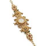 Fancy Golden Kashmiri Jewellery Bracelet Analog Wrist Watch for Women and Ladies - J&K003: 