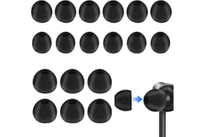 TELOOCO Silikonowe końcówki douszne, 9 par, wymienne końcówki douszne, kompatybilne z większością słuchawek dousznych, czarna nasadka douszna, S/M/L, 3 rozmiary