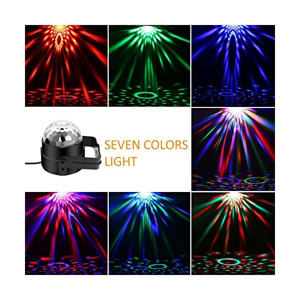 NIUBIEER Disco lights Glitter Ball 3W RGB LED Strobe Light Music Activated Party Lights Glitter Ball with Remote Control,Mini Mirror Ball Rotating Effective lighting for Home Birthday Party,KTV,Bar - Image 5