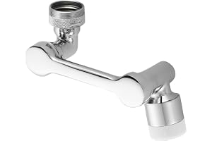 Brimix Universal Splash Filter Faucet Extender 1080-Degree Rotate with 2 Modes Sprayer for Kitchen Bathroom Brass Robotic Arm Faucet Aerator
