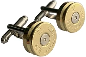 GREENZONE Gold 338 Brass Bullet Cufflinks with Velvet Presentation Gift Bag - Handmade in The UK…