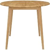 Hallowood Furniture Ledbury Drop Leaf Dining Room Table in Light Oak Finish | Solid Extending or Folding Round Wooden Table w