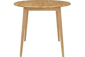 Hallowood Furniture Ledbury Drop Leaf Dining Room Table in Light Oak Finish, Solid Extending or Folding Round Wooden Table with Foldable Leaves, Space-Saving Design for Home or Restaurant
