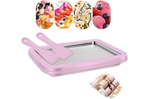 KOLENSA Ice Cream Sorbet Maker Frozen Joghurt Machine, Instant Cold Roller Pan Plate with 2 spatulas, Home Made Soft Ice Cream Milkshake Gelato Fruit Smoothie