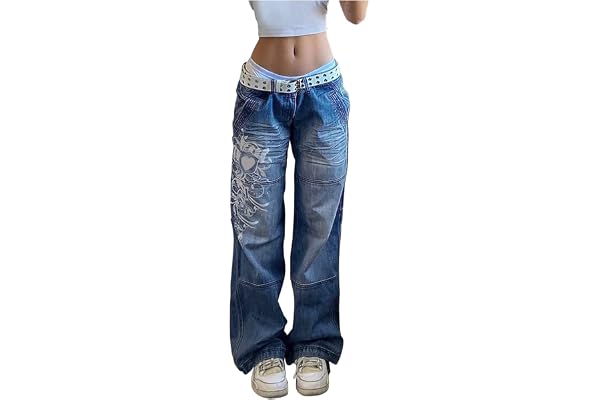 Baggy jeans för damer, Y2k, boyfriend, låg midja, 90-talet, harajuku, streetwear, för tonåringsflickor, indie, estetiska, e-girl, lediga byxor, utsvängda