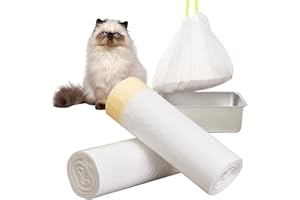 Papettly Bolsas para Arena para Gatos - 20/ 2Rollo Bolsas Arenero Gatos con Cordon para Bandejas de Arena Automáticas, 94x45cm Forro para Bandejas Higiénicas Gatos 2 mil de Espesor - Carga 10kg