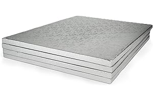 Miss Bakery's House® Cake Drum - 12 mm – 30x40 cm - argenté - 4 pièces - Angulaire - Plateau de gâteau épais - Stable - recouvert - Transporter sûr des gâteaux - Couches de Pile
