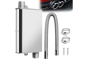 GOBESTY Schalldämpfer Abgasschlauch, Schalldämpfer Standheizung mit 2klammern und 2 Schrauben, 60cm Edelstahl Abgasrohr Standheizung 60cm für Auto Auspuffanlagen (Silber)