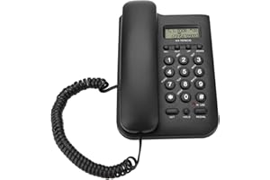 KAFUTY Schnurgebundenes Telefon klassisches Schnurtelefon mit Automatische Identifikation des DTMF / FSK-Dualsystems, Wahlwiederholung, Rufnummernanzeige und Echtzeit-Datums- und Wochenanzeige (schwarz)