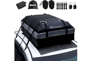 Marretoo Car Roof Bag, 21 Cubic Feet Large Roofing Cargo Carrier Bags Waterproof Soft Rooftop Luggage Storage Box for Any Cars with Roof Rack/Rails/Bars, includes Anti-Slip Mat