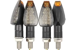 WOOLUCK 4 Stück Motorrad Blinker Licht, 12V 14 LED Motorrad Blinkerleuchten Gelbe Lampe, Universal Motorrad Lauflicht, Miniblinker Hochleistungslampe Wasserdicht Blinker Motoradblinker