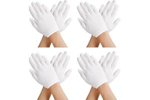 Telooco Guantes de Fiesta Formales de Algodón para Niños y Niñas - 4 Pares, Blancos, Hasta la Muñeca para Disfraz de Cosplay