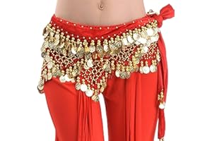 MUNAFIE Danza del Vientre cinturón de Cadera Bufanda con Monedas Traje de Danza del Vientre señoras Falda de Danza del Vientre