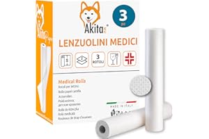 AkitaINK Rotolo carta lettino massaggio, Confezione da 3 Rotoli da 60 cm x 75 metri, 100% Cellulosa Morbidi e Assorbenti, Rotoli Carta Lettino Estetista e Terapie, Lenzuolini Medici Igienici Monouso