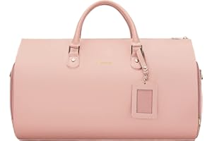 Modoker Damen-Kleidersack aus Leder mit Schulterriemen, 2-in-1 zum Aufhängen, für Koffer, Anzug, Reisetasche, Pink