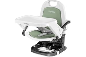 Peg Perego Rialto Alzasedia Pappa, Sedia Bimbi Portatile e Regolabile, Chiusura Compatta, Vassoio Rimovibile, Seggiolone da Viaggio per Bambini da 6 Mesi a 3 Anni (0-15 kg), Mint