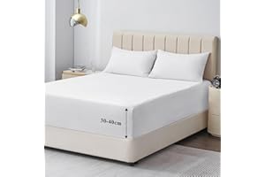Aisbo Drap Housse 160x200 Grand Bonnet 40 cm - Drap Housse 2 Personnes 160 x 200 Grand Bonnet 40 cm Matelas en Microfibre Oeko-Tex avec Élastique Tout Autour, Blanc