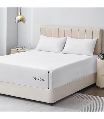 BEDLORE Waterdichte matrasbeschermer, tweepersoonsmatrashoes met diepe hoeken, geschikt voor 6-15 inch, zachte geruisloze matrashoes voor eenpersoonsbed, slaapzaal (wit
