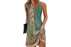 Yeenily Mujer Vestido Cuello Redondo Manga Larga Imprimir Túnicas Mini Ajustado Casual Vintage Otoño Vestir
