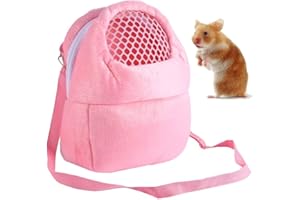 NALCY Hamster Reisetasche, Kleintier Tragetasche, Tragbar Atmungsaktiv Haustiertragetasche, mit Schultergurt, für kleine Haustiere Igel Zucker Gleiter Eichhörnchen Kaninchen, Größe M (Rosa)
