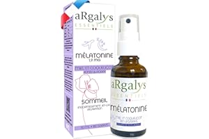 Mélatonine 1,9 mg Bioactive - Action rapide 30 min - 3 mois de cure - Endormissement Sommeil Relaxation - Miel et Coquelicot - Spray Liquide 30 ml - Made in France - Argalys
