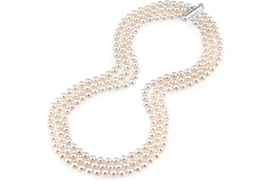 THE PEARL SOURCE Triple Strand White Freshwater Cultured Pearl Necklace for Women in 18-19-20" Matinee Length