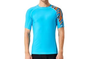 SURFEASY Men's Rash Vest Swim Shirts, Short Sleeve Quick Drying Rash Guard Base Layer Snorkeling Swimming Surfing Tops