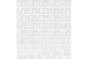 O-KINEE Lot de 40 pochoirs alphabétiques - 128 designs - Pochoirs de peinture pour enfants - Accessoires de bricolage
