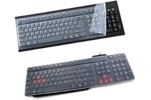 Brussels08 Housse de protection de clavier universelle transparente anti-poussière en silicone étanche pour clavier d’ordinateur de taille standard 108 touches Moyen claire