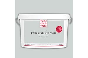 derendo Fühl Dich Wohl Deine Farbe grau, matte Wandfarbe grau, hohe Deckkraft, verschiedene Grautöne zur Auswahl (2,5L, Hellgrau 15-56)